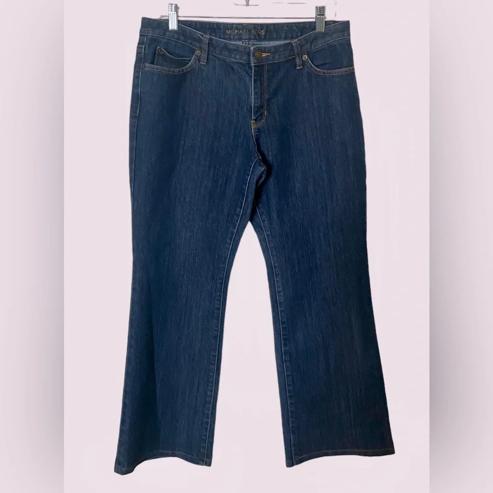 Michael Kors Womens Stretch Flare Jeans Dark Wash